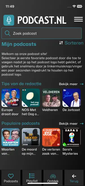 Podcast.NL - podcast luisteren screenshot 1