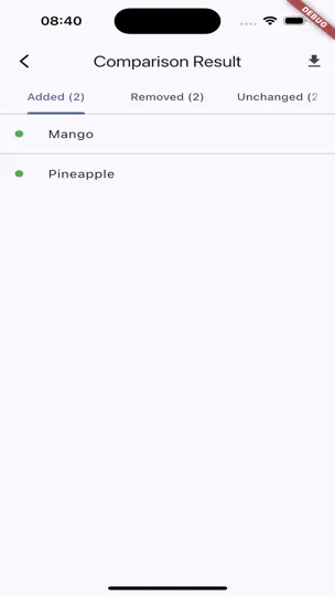 Captura de pantalla de ListDiff Local Compare Tool en iPhone 4