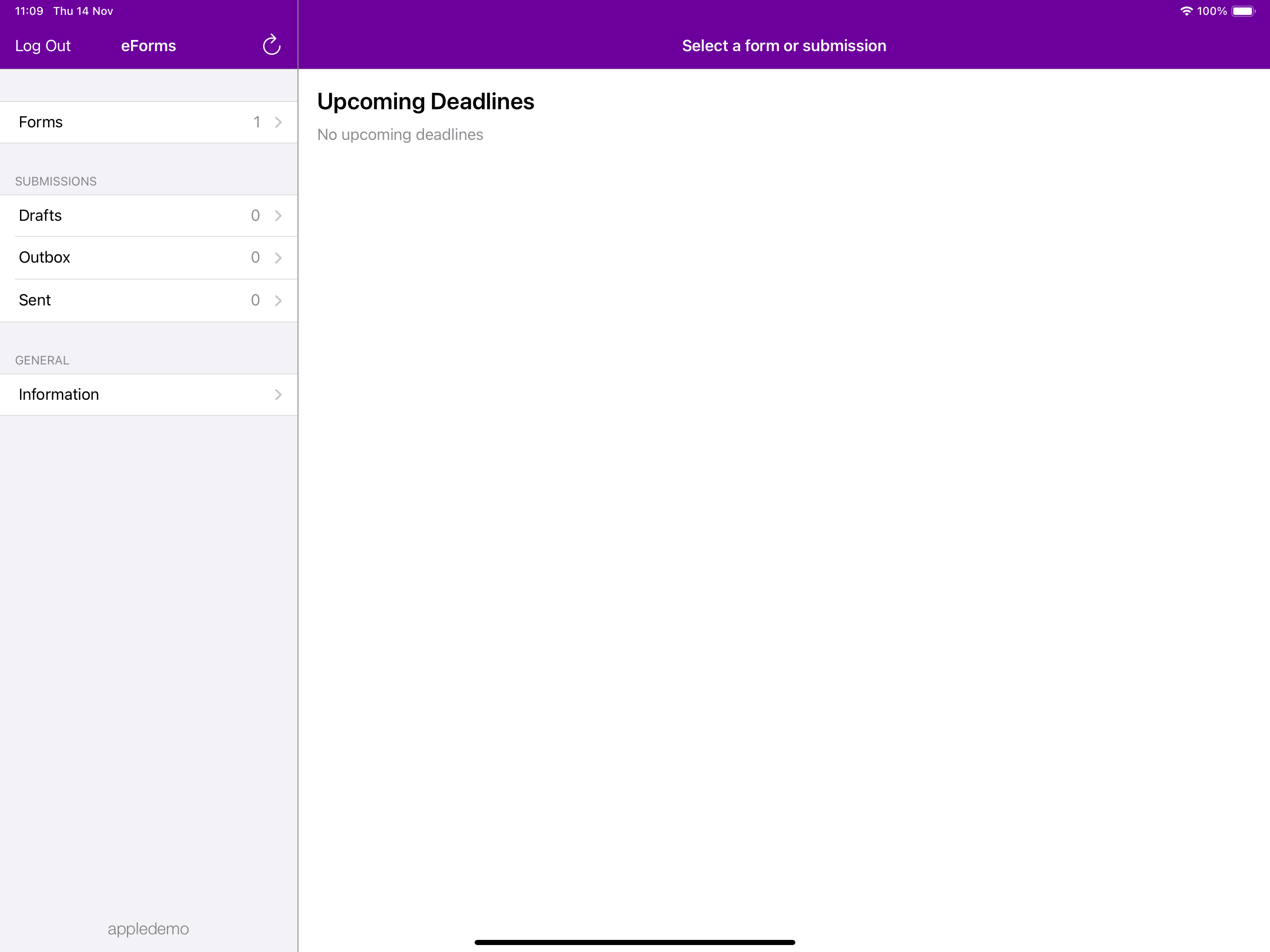 UoM eForms screenshot 2