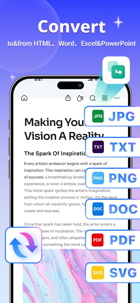 PDFelement: PDF Editor, Viewer - 本ツールは、PDFを「JPG」や「PNG」といった画像形式へ、またWordやExcelなど多様なファイル形式へ簡単に変換できる柔軟な機能を提供します。