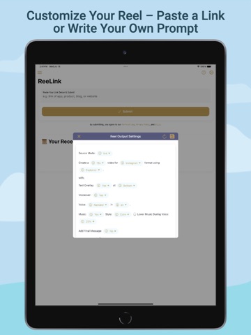 ReeLink: AI Reels Maker iPad screenshot