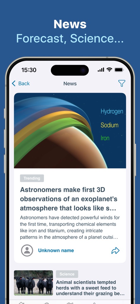 Meteored - Weather Radar - Explore a dedicated news section within the app, featuring trending weather events and insightful science articles from experts.