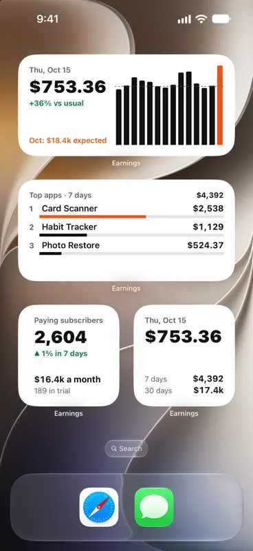 App Earnings and Widgets screenshot 5 of 5