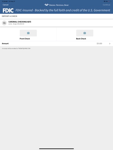Virginia National Bank iPad screenshot