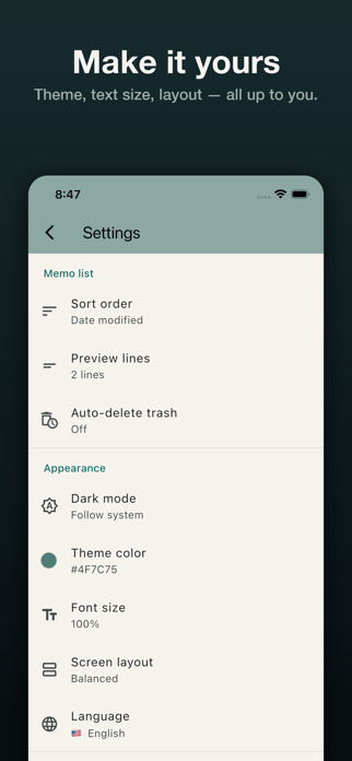 Tiny Memo: Simple Notes Screenshot 6 of 8