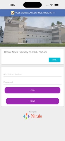 Vel's Vidhyalaya Kovilpatti app screenshot