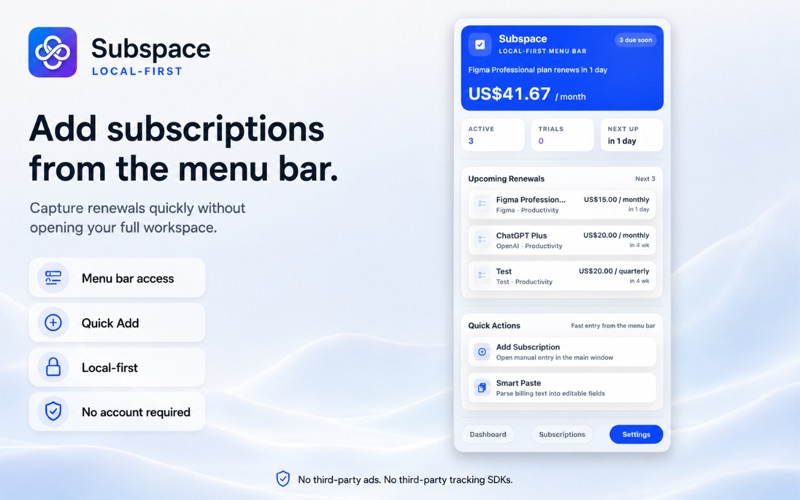 Subspace Subscription Tracker screenshot