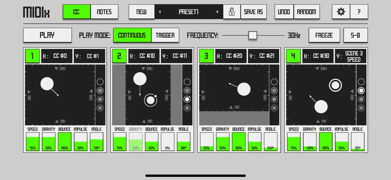 Screenshot #1 pour MIDIx - Physics MIDI Generator
