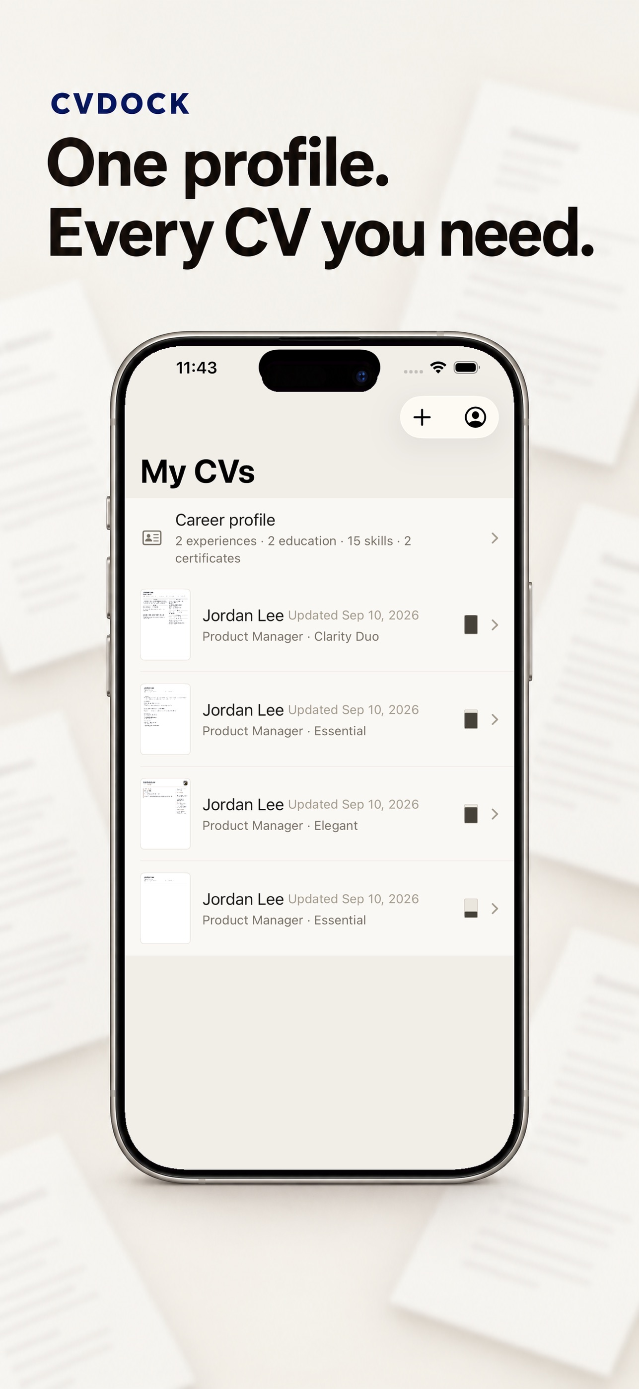 Screenshot 1 of CVDock: Resume & CV Builder