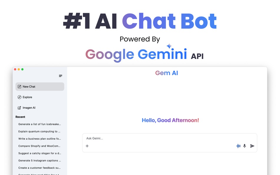 #1. AI Chatbot For Gemini AI (macOS) Podle: Zahida Parveen