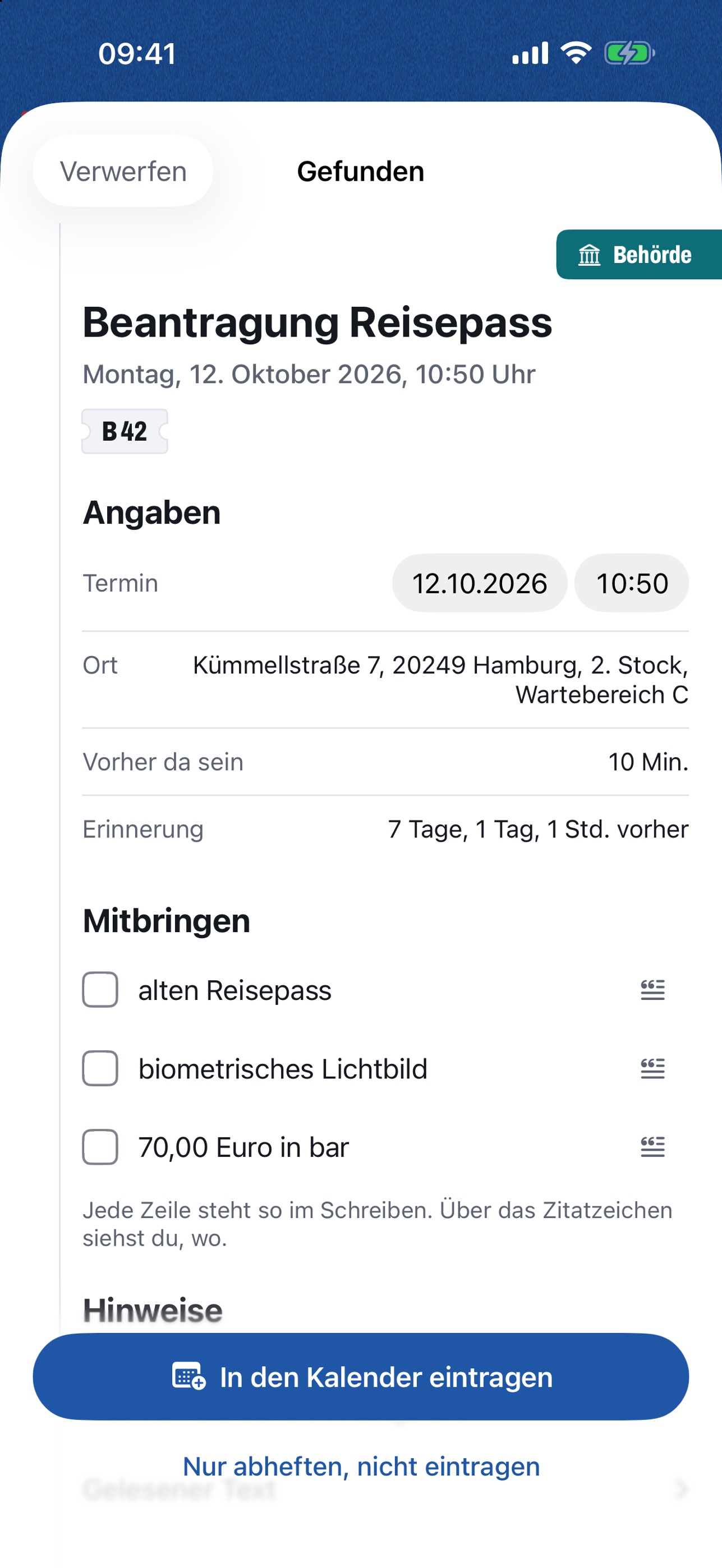 Screenshot 3 of appoint: Termine aus Post