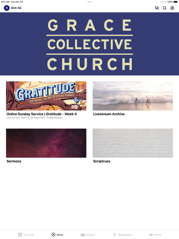 Grace Collective Church iPad screenshot 2 - Education app