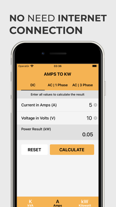 Screenshot #2 pour Kva Calculator Amps, Kw, Kva