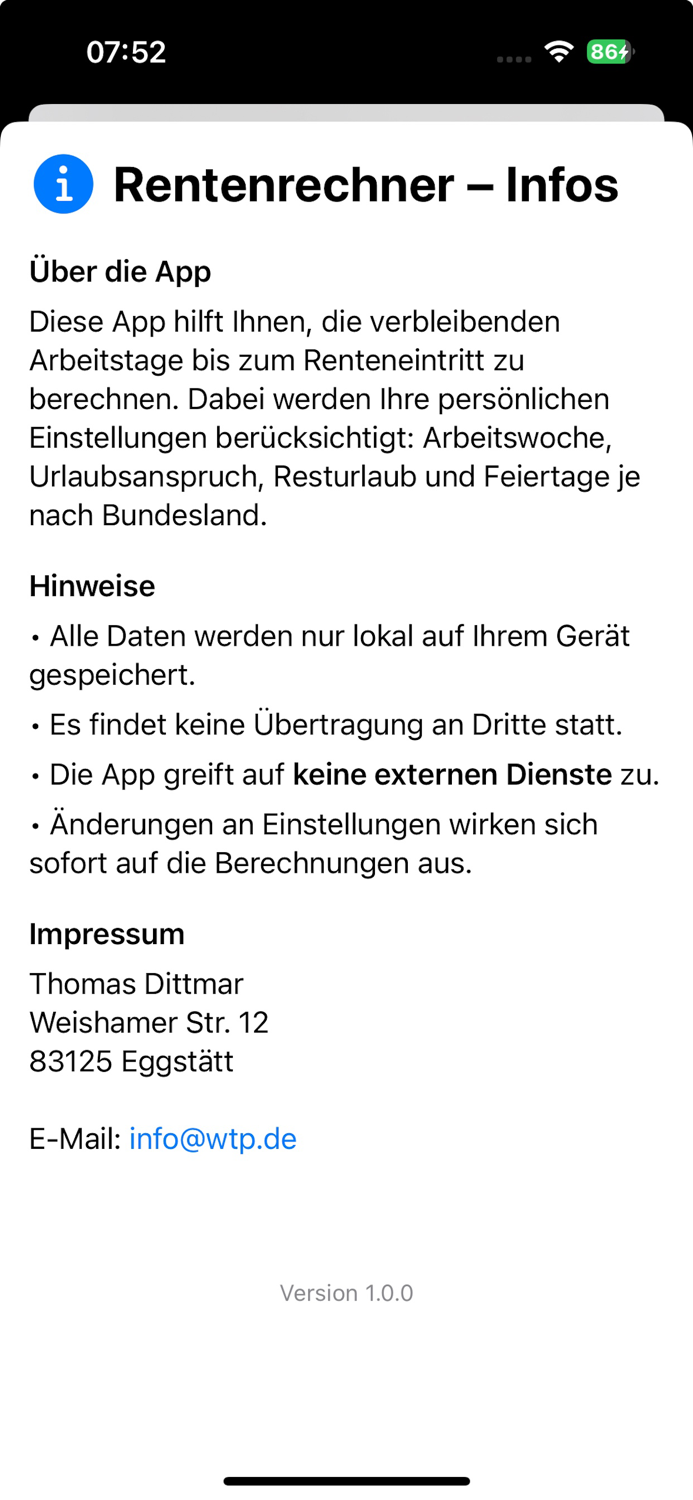 Rentenrechner Countdown