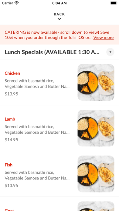 Tulsi Fine Indian Cuisine iPhone screenshot 3 - Food & Drink app