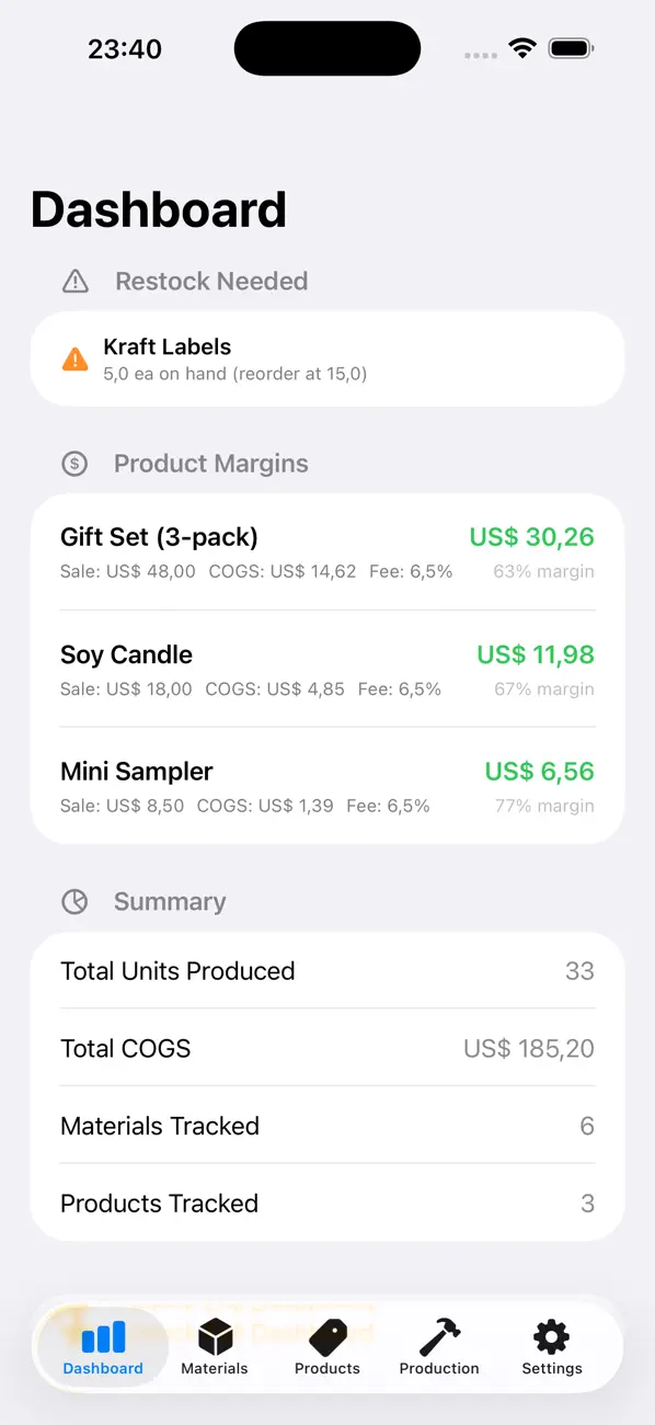 Screenshot #1 pour CraftLedger: Inventory
