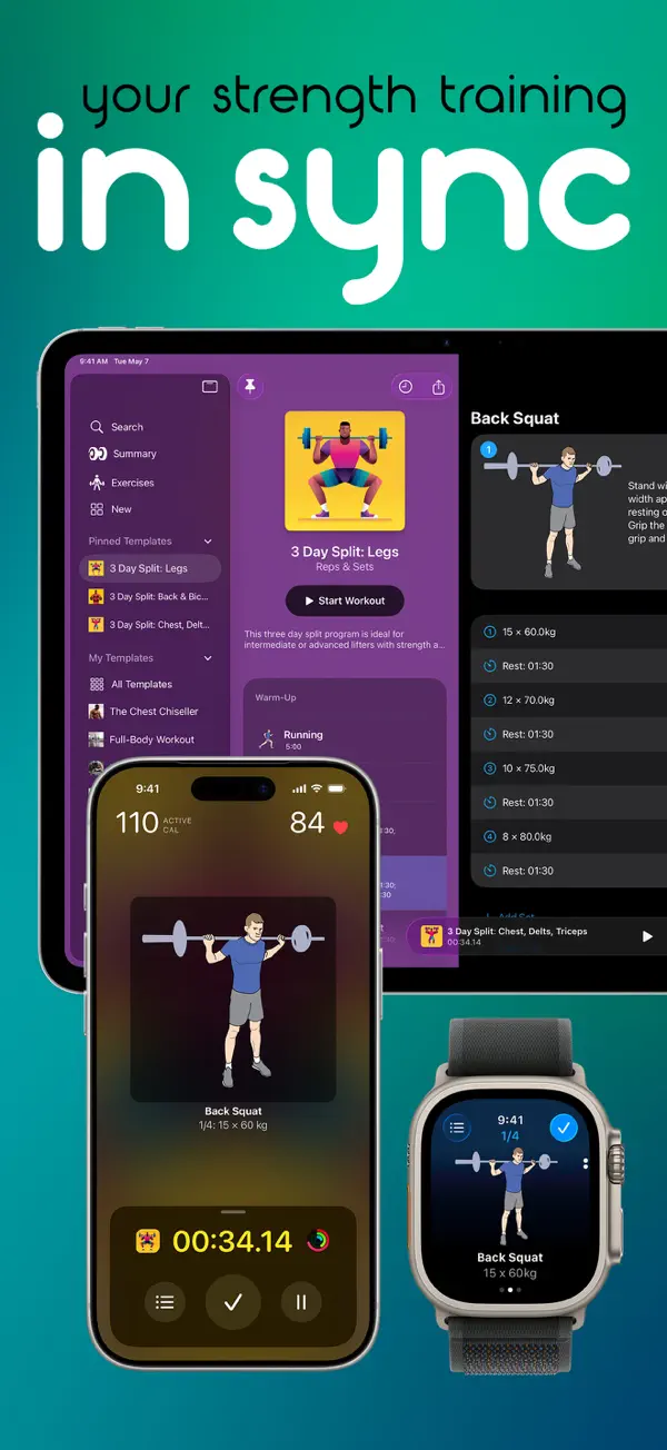 Reps & Sets 26 iPhone App Screenshot 1 – Gesundheit & Fitness