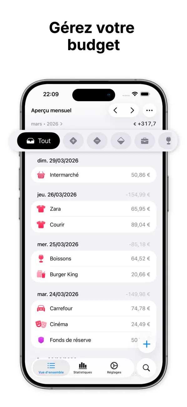 Screenshot #1 pour CashTrace: Gestion Budget