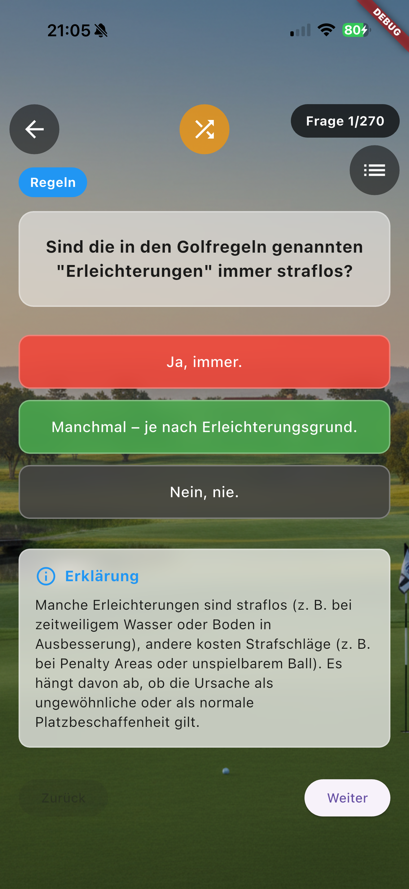 Vorbereitung zur Platzreife
