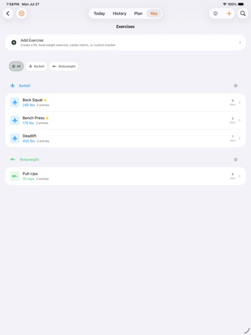 IronLog: Workout Log iPad screenshot