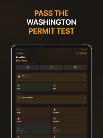Washington DMV Test 2026 iPad screenshot