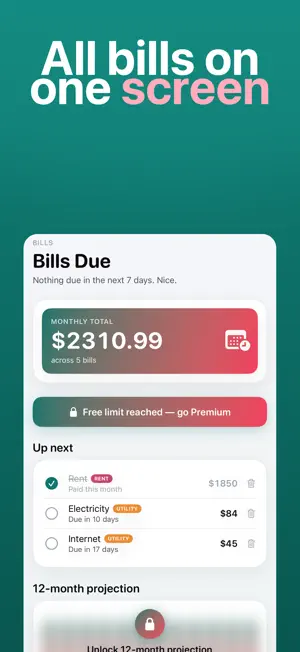Bills Due - Payment Tracker screenshot 2