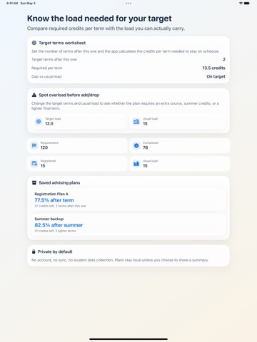 Degree Credit Planner iPad screenshot