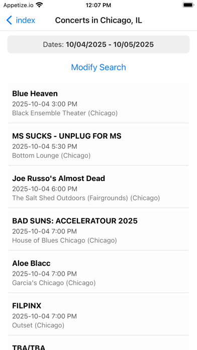 ConcertFindr iPhone screenshot 1 - Music app