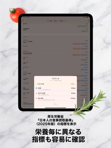 Japanese Nutrition Reference iPad screenshot