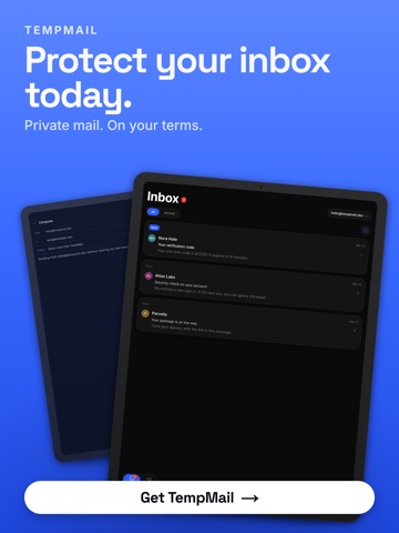 TempMail - Temp Mail Address iPad screenshot