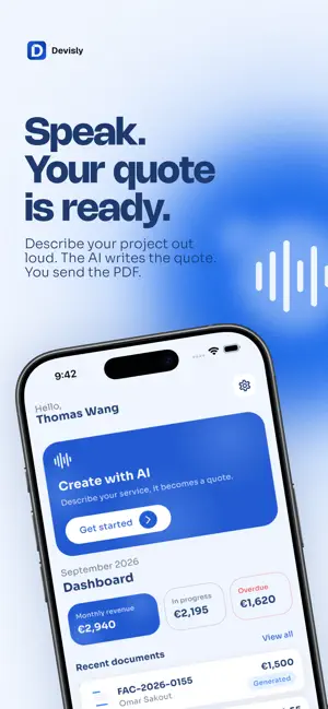 Devisly: Quotes & Invoices AI screenshot 1