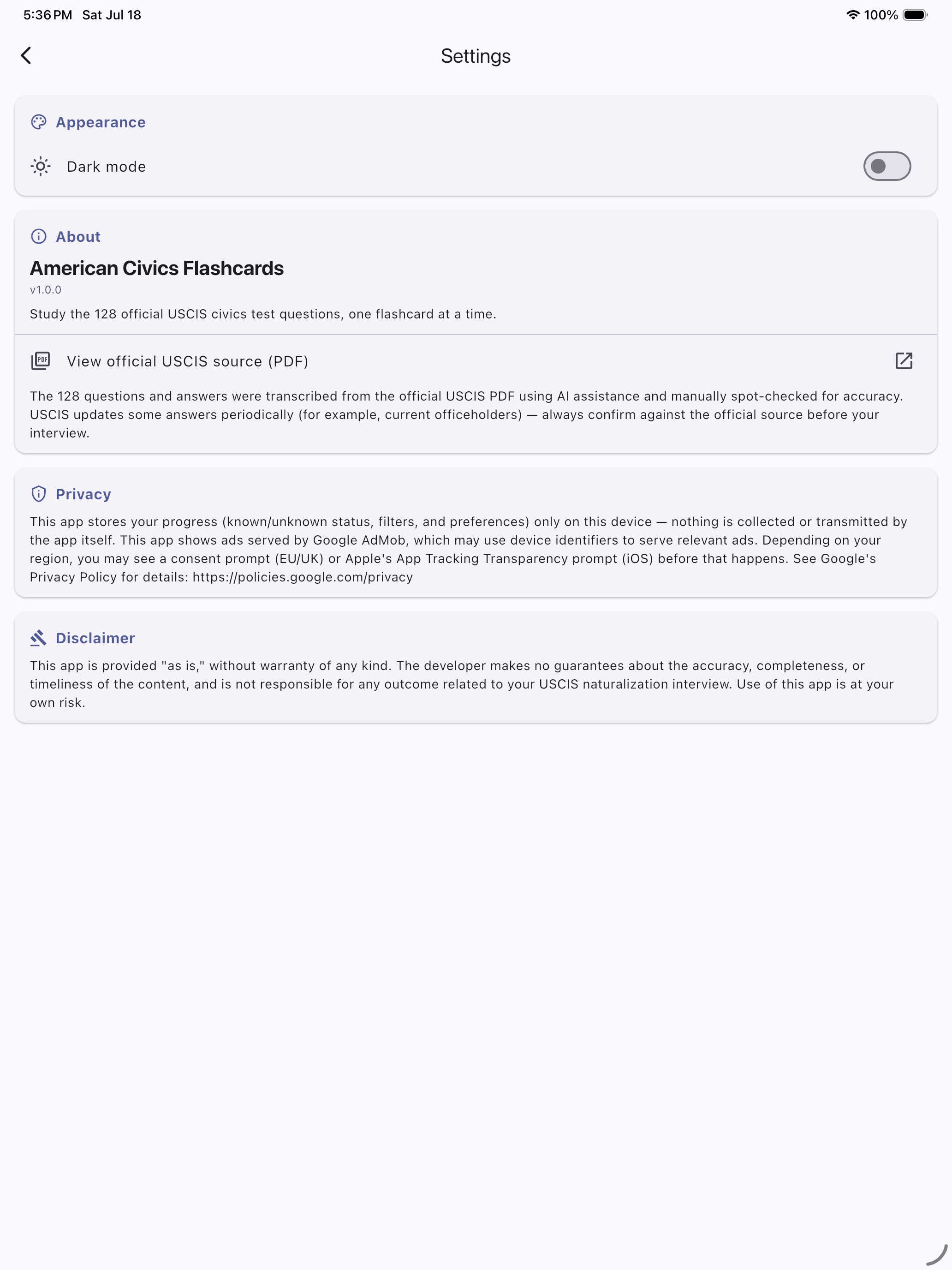 Civics Test - US Citizenship screenshot 9