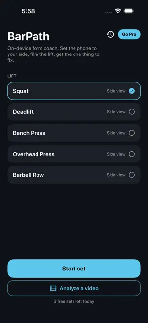 BarPath: Lift Form Coach screenshot 1