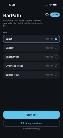 BarPath: Lift Form Coach iPhone screenshot