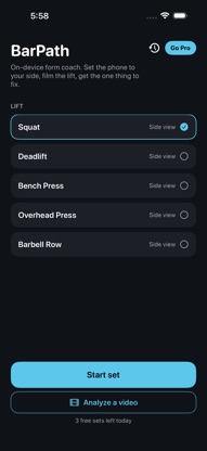 BarPath: Lift Form Coach screenshot 1