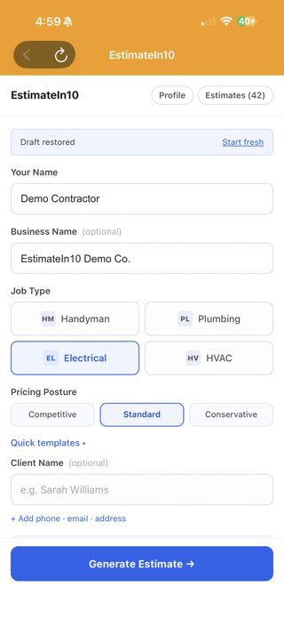 EstimateIn10 Screenshot 1 of 4