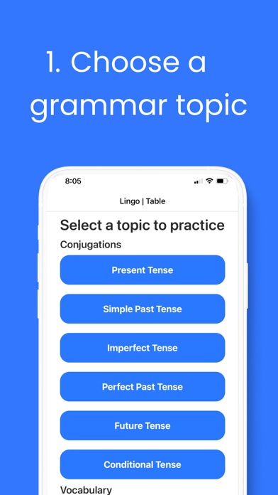 Lingo Table - Fluency Practice Screenshot