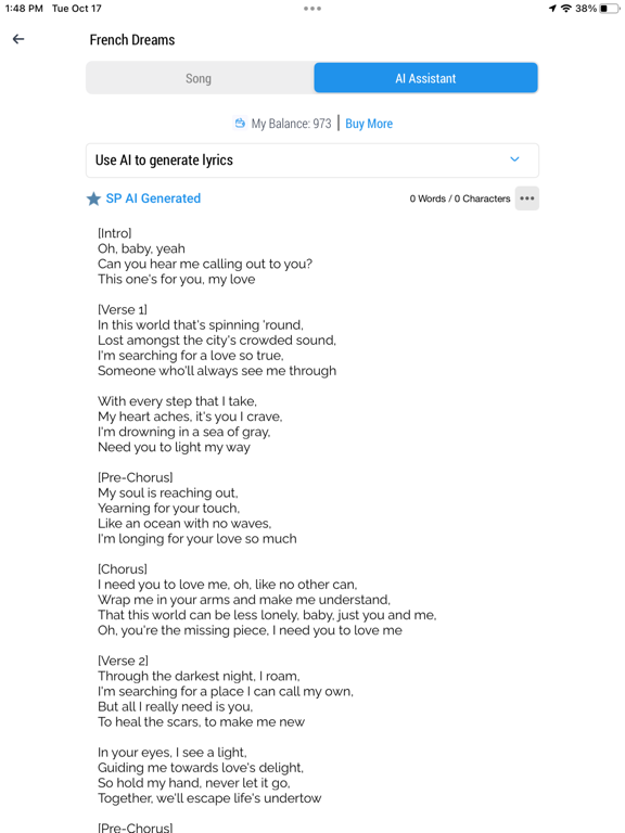 Songwriter's Pad + Lyrics AI iPad screenshot 7 - Music app