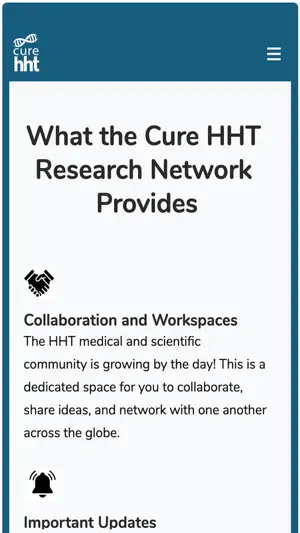Cure HHT Research Network Hub screenshot 2