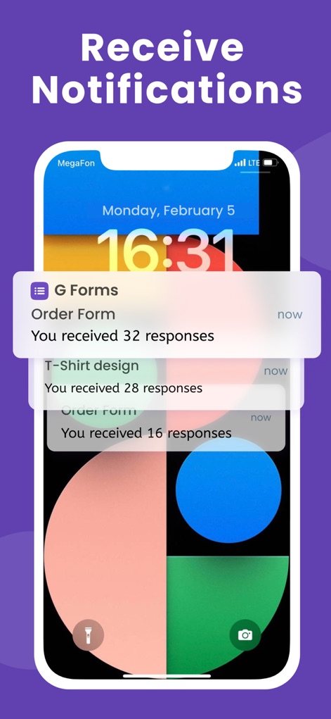 Forms fоr Google Form - The app keeps users informed with real-time response notifications appearing on the lock screen, clearly showing updates for multiple forms at a glance.