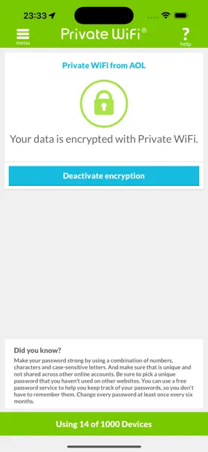 PRIVATE WiFi - personal VPN screenshot 2