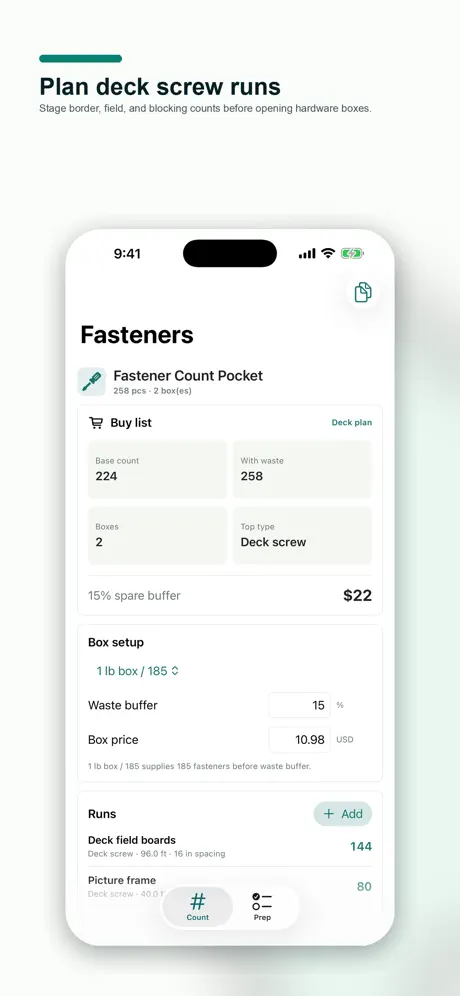 Fastener Count Pocket screenshot 2