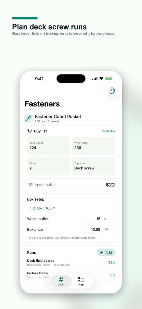 Screenshot #2 pour Fastener Count Pocket