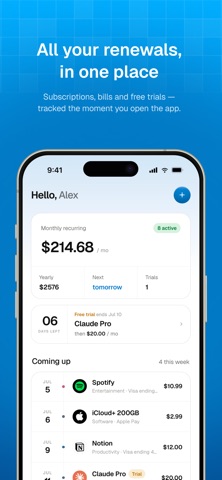 Duevo: Subscription Tracker Screenshot 1 of 5