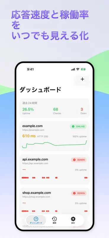 サイト監視 - 死活監視・URL監視・API監視 screenshot 1 of 3