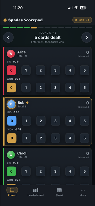 Spades Scorepad Screenshot 1 of 5