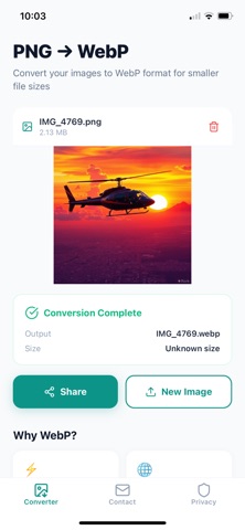 PNG to WEBP Converter のスクリーンショット