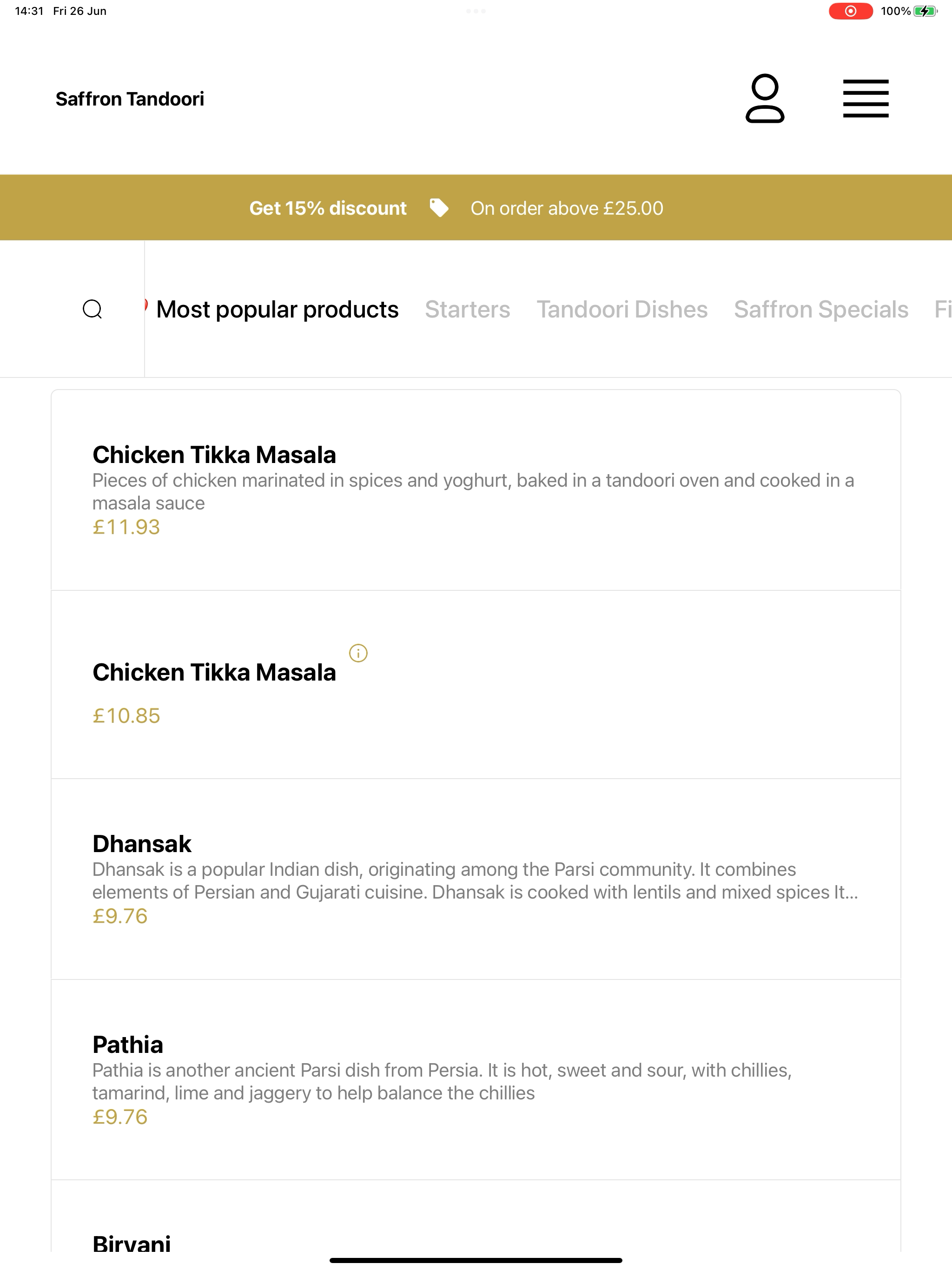Saffron Tandoori UK screenshot 8