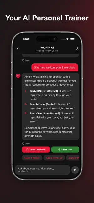 YourFit: Calorie & Workout Log screenshot 1