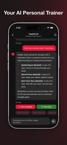 YourFit: Calorie & Workout Log iPhone screenshot